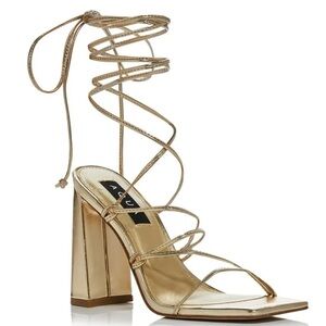 AQUA Leah Ankle Tie High Heel Sandals